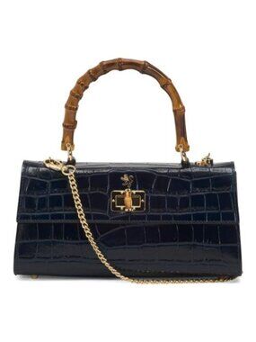 PRATESI Made In Italy Patent Leather East West Crocodile Satchel